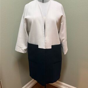 ZARA Chic Two-Tone Long Open Front Coat